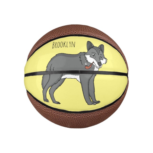 Mini Ballon De Basket Gray wolf with pipe cartoon (Devant)
