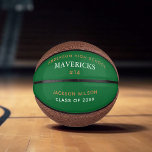 Mini Ballon De Basket Green High School Joueur senior sur mesure Graduat<br><div class="desc">Ce basketball vert classique est customisé avec le nom de votre lycée, l'année de remise des diplômes et le nom du joueur. Customisez ce cadeau de graduation cool pour un joueur ou un entraîneur de basket-ball senior. Personnalisez avec votre équipe en blanc sous l'école en or. Un grand cadeau pour...</div>
