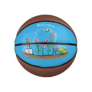 Mini Ballon De Basket Grenouille mignonne et abeille dans le jardin dess