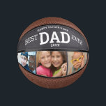 Mini Ballon De Basket Happy Fête des pères Best Papa Ever 3 Photo Collag<br><div class="desc">Un cadeau fête des pères moderne-Basketball personnalisé avec 3 photos et message personnalisé-Best DAD Ever!</div>