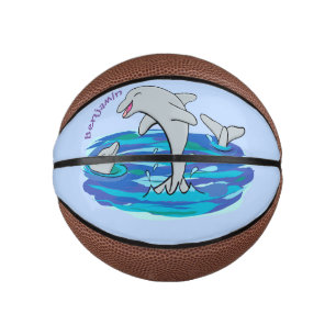 Mini Ballon De Basket Illustration de dauphins heureux adorables