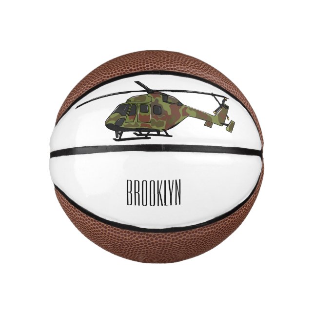 Mini Ballon De Basket Illustration de l'hélicoptère de l'armée (Devant)