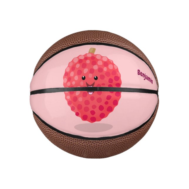 Mini Ballon De Basket Illustration de litchee rose mignon (Devant)