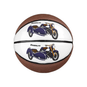Mini Ballon De Basket Illustration de moto pourpre Sidecar