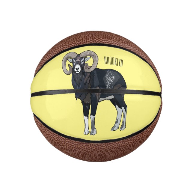 Mini Ballon De Basket Illustration de mouflon, mouton (Devant)