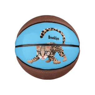 Mini Ballon De Basket Illustration d'ocelot mignon