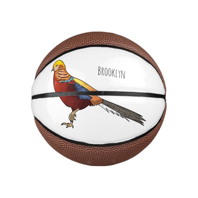 Mini Ballon De Basket Illustration d'oiseau de faisan doré (Devant)