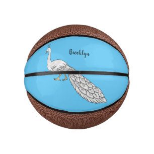 Mini Ballon De Basket Illustration d'oiseau de paon blanc