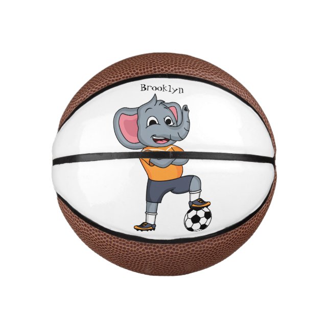 Mini Ballon De Basket Illustration du joueur de football éléphant (Devant)