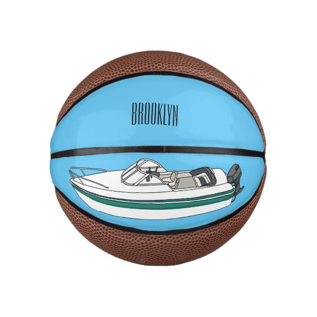 Mini Ballon De Basket Illustration d'un bateau à moteur (Devant)