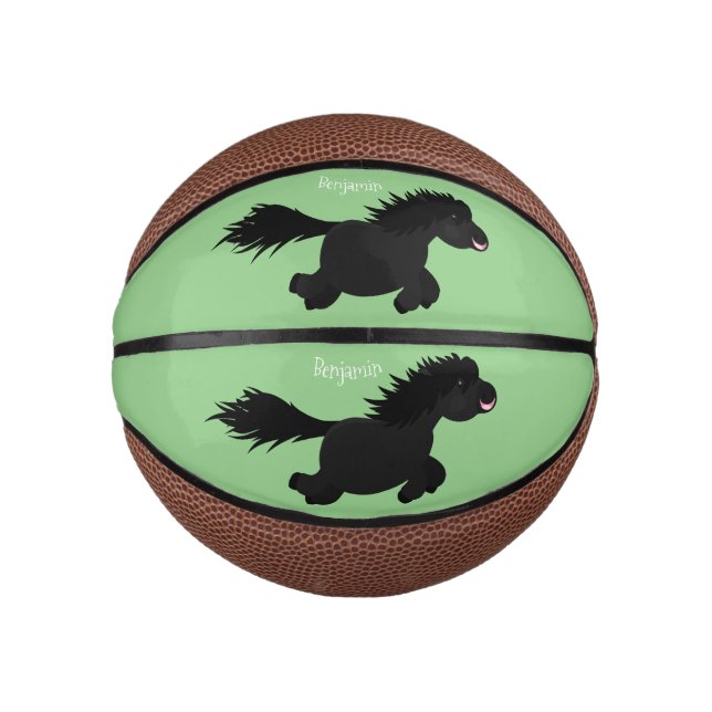 Mini Ballon De Basket Illustration d'un poney de Shetland mignon (Devant)
