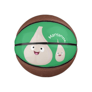 Mini Ballon De Basket Illustration végétale de caricature à l'ail mignon