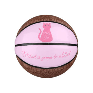 Mini Ballon De Basket Joli bébé rose fille chat Personnalisé Papa d'être