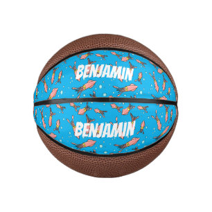 Mini Ballon De Basket Joli motif caricature de calmar rose