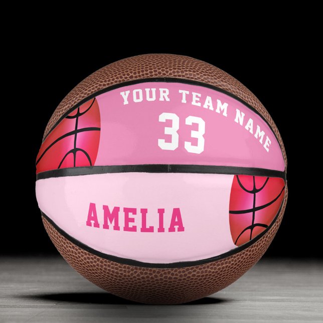 Mini Ballon De Basket Joueuse de Basket-Ball Rose Nom de l'équipe Numéro (Créateur téléchargé)