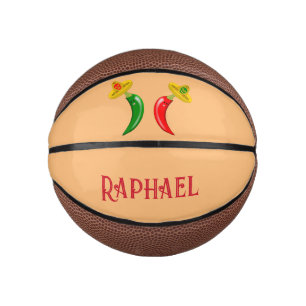 Mini Ballon De Basket Jour des Morts Mexicains Chilis Nom personnalisé