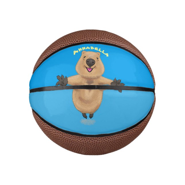 Mini Ballon De Basket Joyeux sauter quokka dessin animé (Devant)