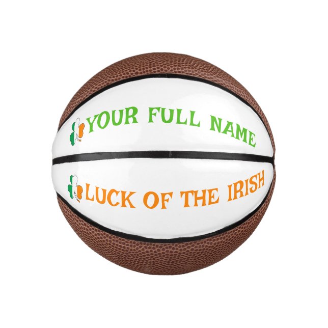 Mini Ballon De Basket La Saint-Patrick Drapeau Irlande Trèfle Nom Person (Devant)