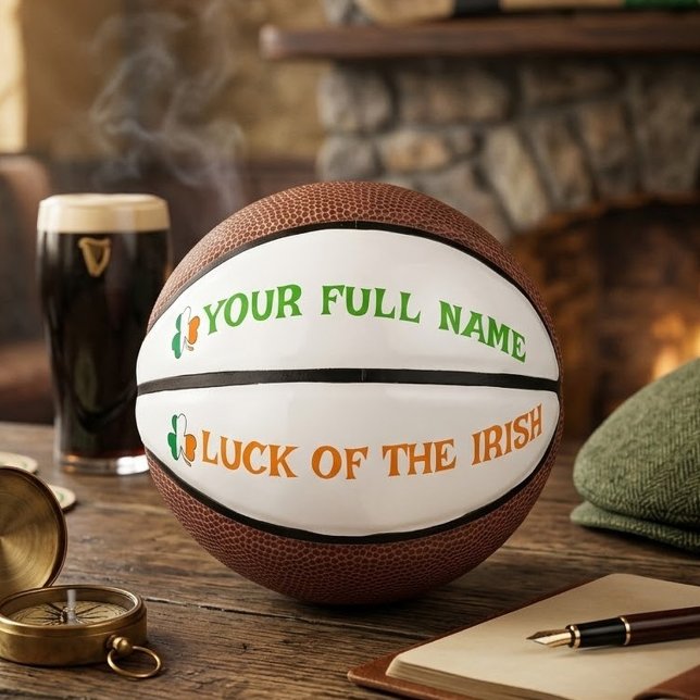 Mini Ballon De Basket La Saint-Patrick Drapeau Irlande Trèfle Nom Person (Créateur téléchargé)