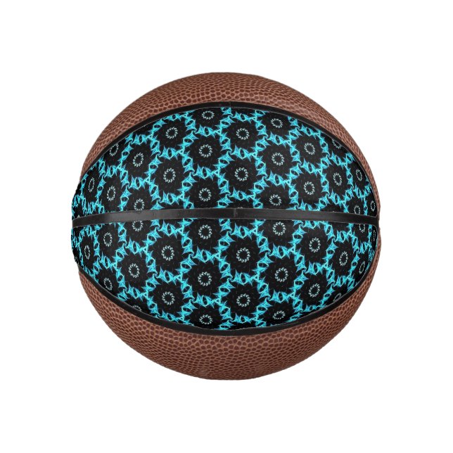 Mini Ballon De Basket Mandala bleu électrique (Devant)