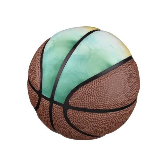 Mini Ballon De Basket Marbré d'or et vert (Incliné)