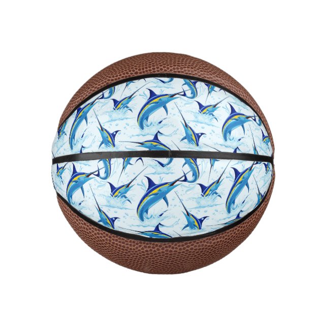 Mini Ballon De Basket Marlin Bleu Jaillissant de l'Océan (Devant)