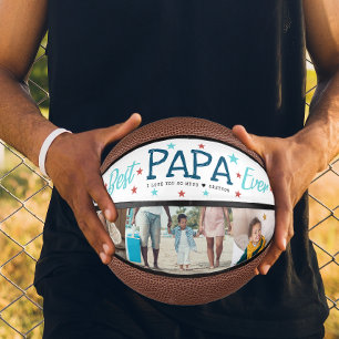Mini Ballon De Basket Meilleur Papa du Monde Collage de Photos Lettrée