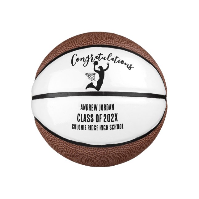 Mini Ballon De Basket Mini Basket-ball de Diplômé - Cadeau avec Nom Pers (Devant)
