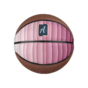 Mini Ballon De Basket Monogramme personnalisé dégradé rose vertical 