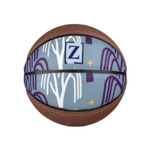 Mini Ballon De Basket Monogramme personnalisé Motif d'arbre de saule ble