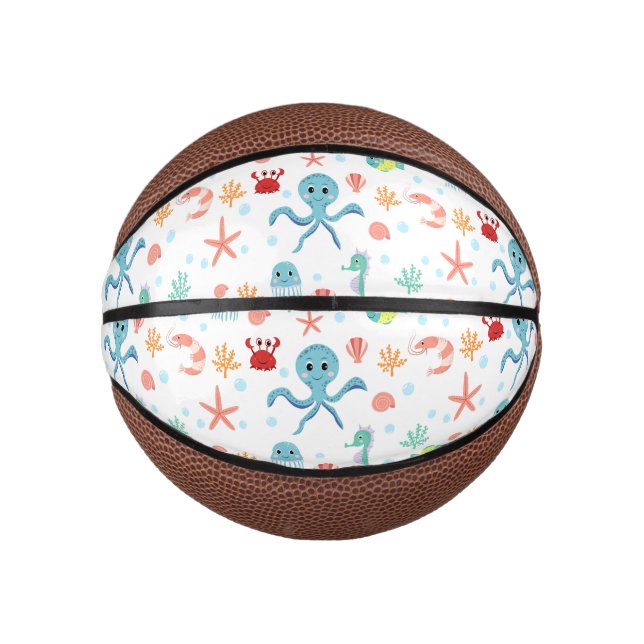 Mini Ballon De Basket Motif du monde marin (Devant)