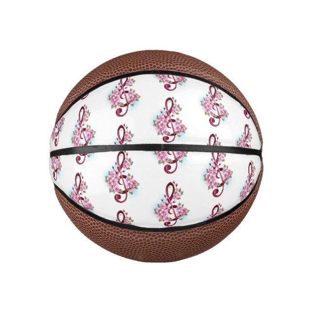 Mini Ballon De Basket Musical treble clef notes with sakura flowers (Devant)