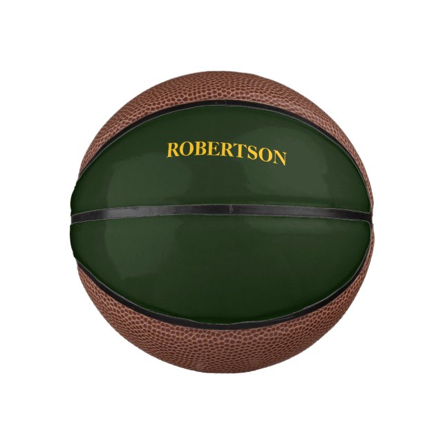 Mini Ballon De Basket Nom personnalisé minimaliste vert  (Devant)