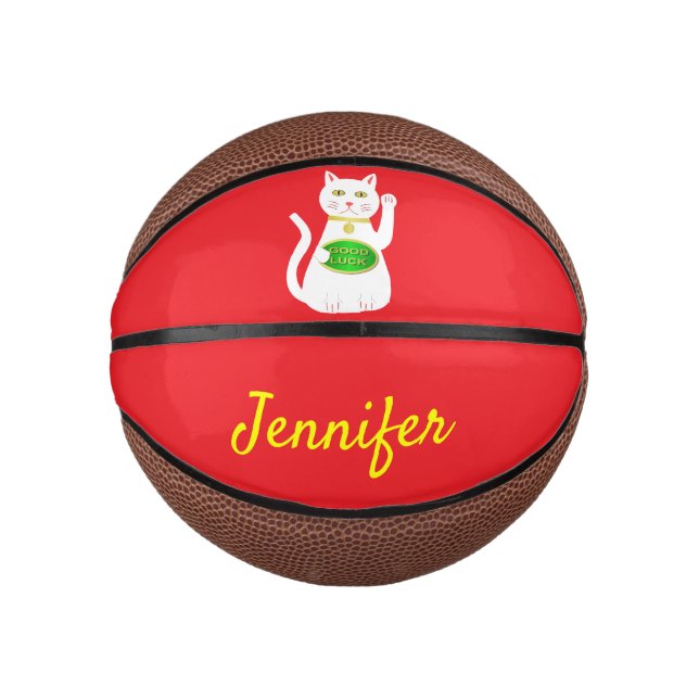 Mini Ballon De Basket Oriental Lucky Cat Nom personnalisé (Devant)