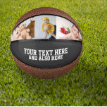 Mini Ballon De Basket Photo personnalisée et texte<br><div class="desc">Photo personnalisée et basket-ball texte de Ricaso - ajoutez vos propres trois photos et texte à cette idée cadeau unique</div>