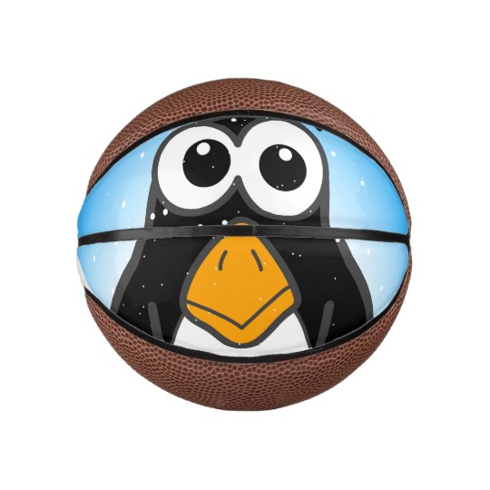 Mini Ballon De Basket Pingouin Mignon Dans La Neige Avec Le Ciel Bleu Zazzle Fr