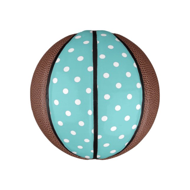 Mini Ballon De Basket Point Polka Sky turquoise (Vertical)