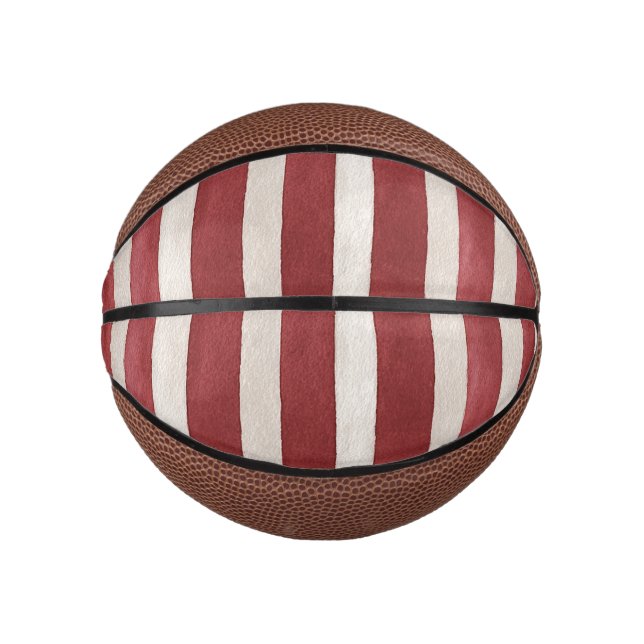 Mini Ballon De Basket Rayures crème rouge (Devant)