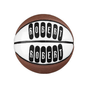 Mini Ballon De Basket Robert Mens Nom en noir n blanc,