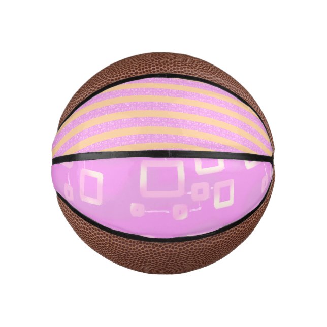 Mini Ballon De Basket Rose Géométrique  (Devant)