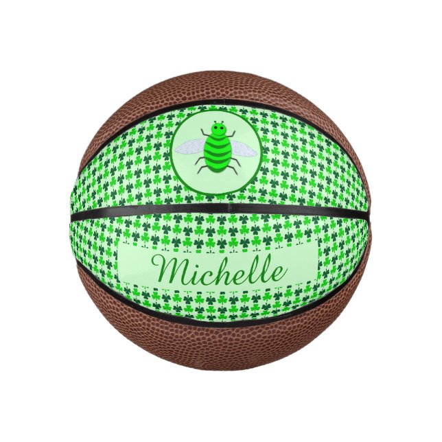 Mini Ballon De Basket Saint Patricks Day Bee et Shamrocks (Devant)