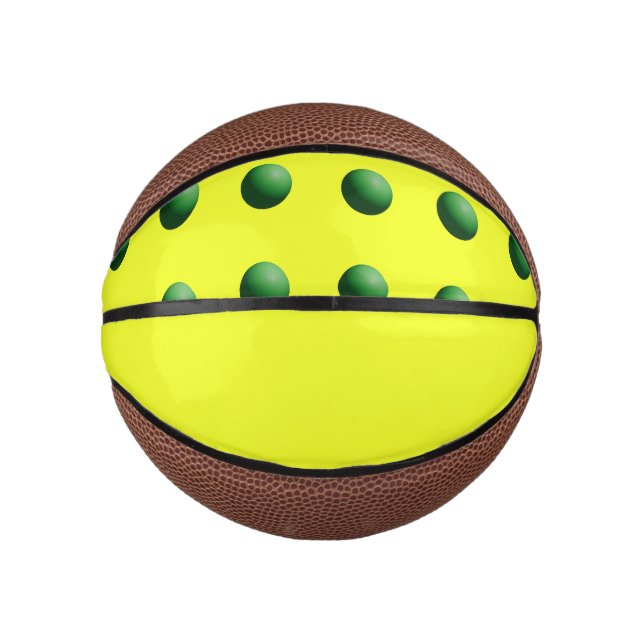 Mini Ballon De Basket Sphères vertes sur jaune  (Devant)