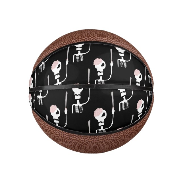 Mini Ballon De Basket Squelette d'Halloween avec épée (Devant)
