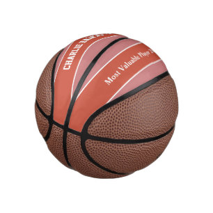 Mini Ballon De Basket Stripes Motif nom personnalisé & texte basketball