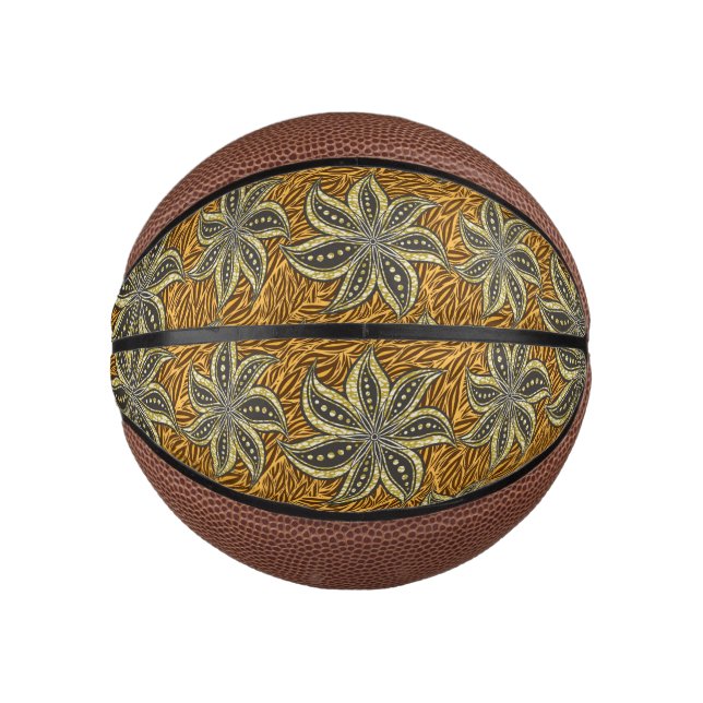Mini Ballon De Basket Style Batik Floral Abstrait africain (Devant)
