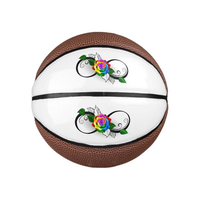 Mini Ballon De Basket Symbole d'infini avec rose arc-en-ciel (Devant)