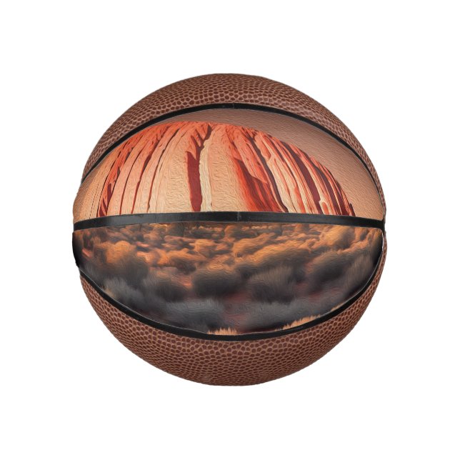 Mini Ballon De Basket Uluru "Ayers Rock" Australia Oil Paint, (Devant)