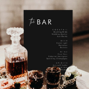 Mini-bar Mariage noir Boissons Cartes de menu