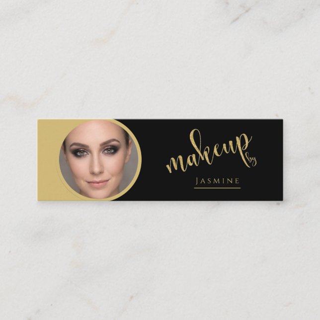 Mini Beauté Or Noir Carte de Visite Professionnelle MUA (Devant)