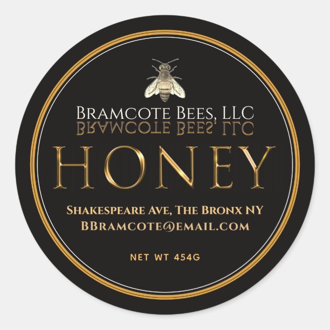 Mini Black et Gold Lid Étiquette abeille Vintage (Devant)